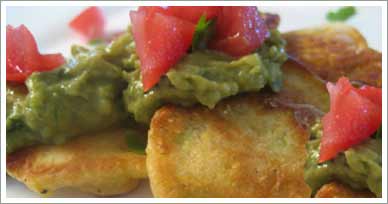 corn cakes with avocado
