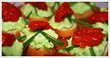 tomato avocado goat cheese crostini