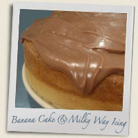 Banana Cake with Milky Way Icing